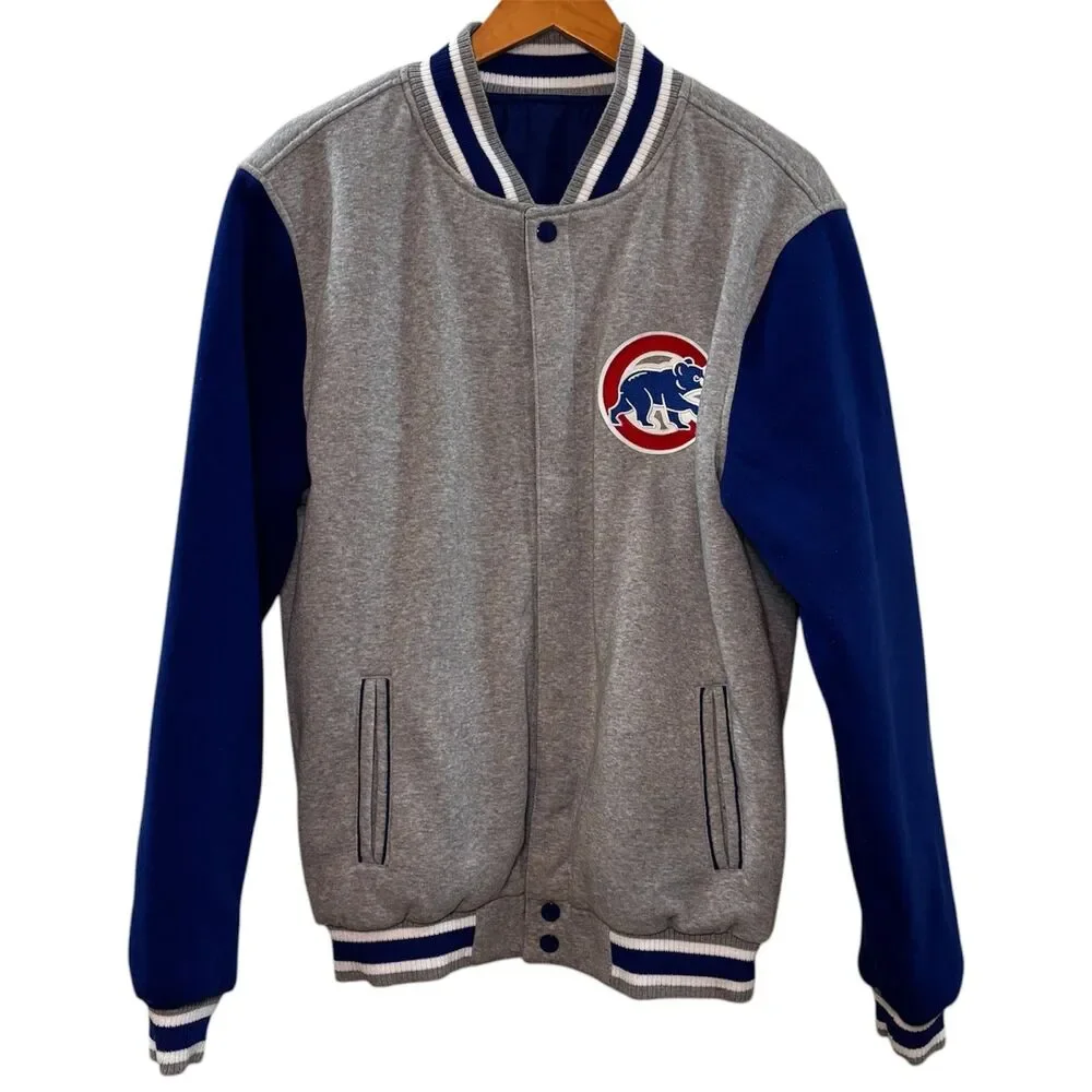 Chicago Cubs JH Design Embroidered Reversible Full Snap Fleece Jacket Medium